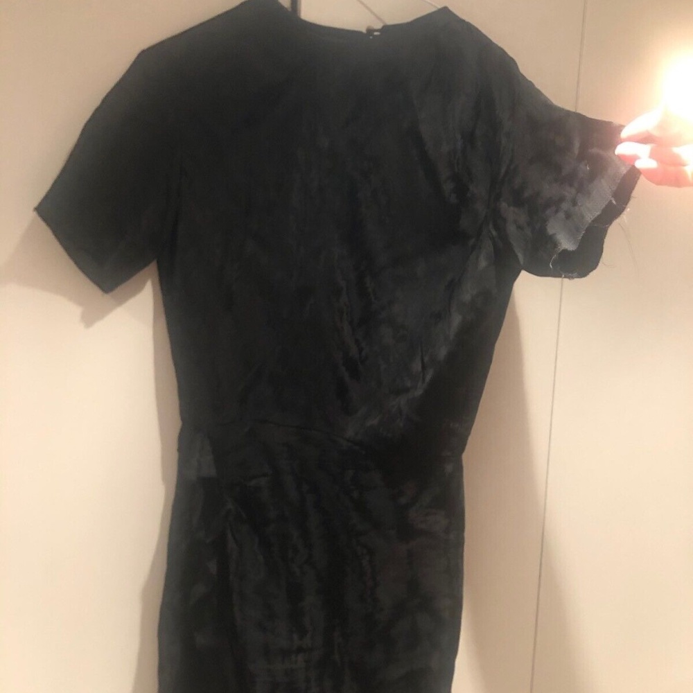 Isabel Marant Mainline Textured Raw Hem Silk Ruffle Short Sleeve Dress